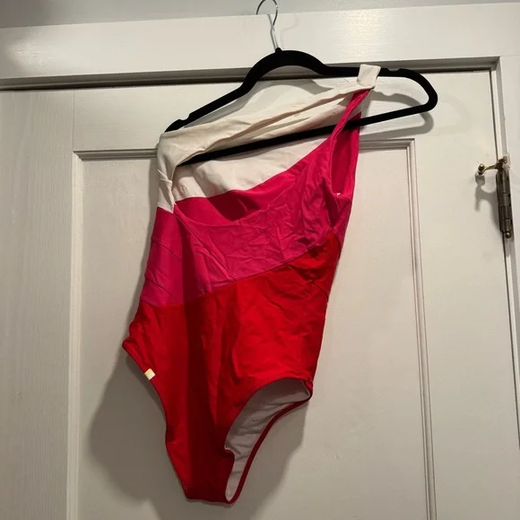 Summersalt Sidestroke One Piece Swimsuit 8 Pink Red Colorblock Vacation Summer - Picture 12 of 13